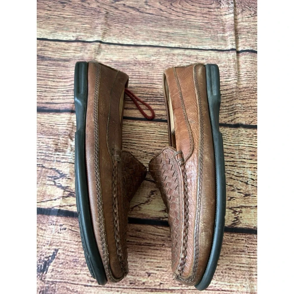 Johnston‎ & Murphy Tidwell Woven Loafers Brown Sheepskin Men 11